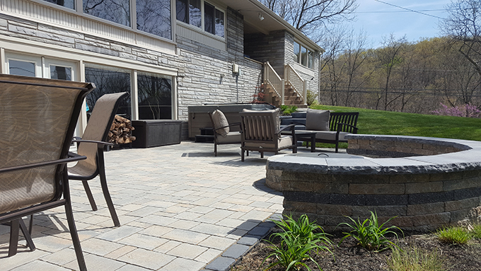 Backyard Patio, Smokeless Fire pit and Steps