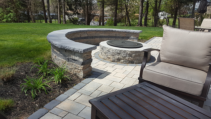 Backyard Patio, Smokeless Fire pit and Steps