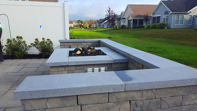 Natural gas firepit, patio and foundation plantings