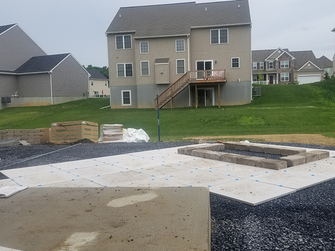 Porcelain Tile Patio, Firepit, Herb Garden and Landscaping