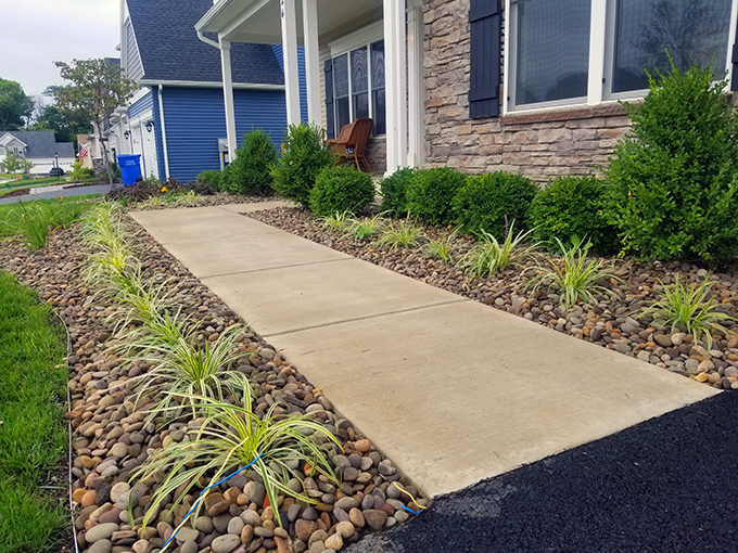 Porcelain Tile Patio, Firepit, Herb Garden and Landscaping