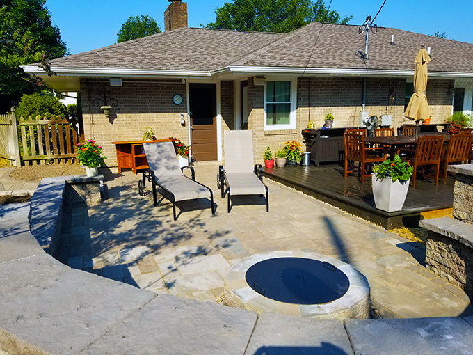 LP Fireplace, Seat Wall Bench and Patio