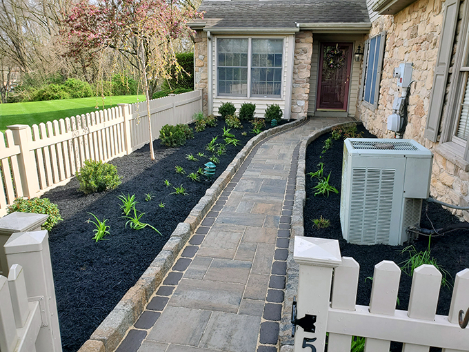 Townhouse Courtyard Walkway, Curbing and Planting